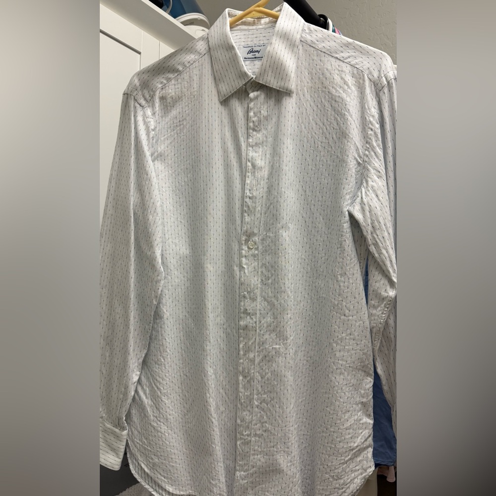 Brioni Cream and Blue Striped Shirt